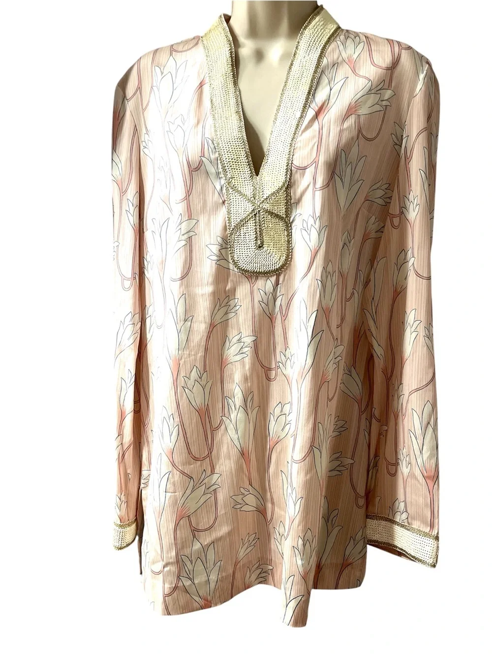 Tory Burch Silk Blend Pink Floral Tunic